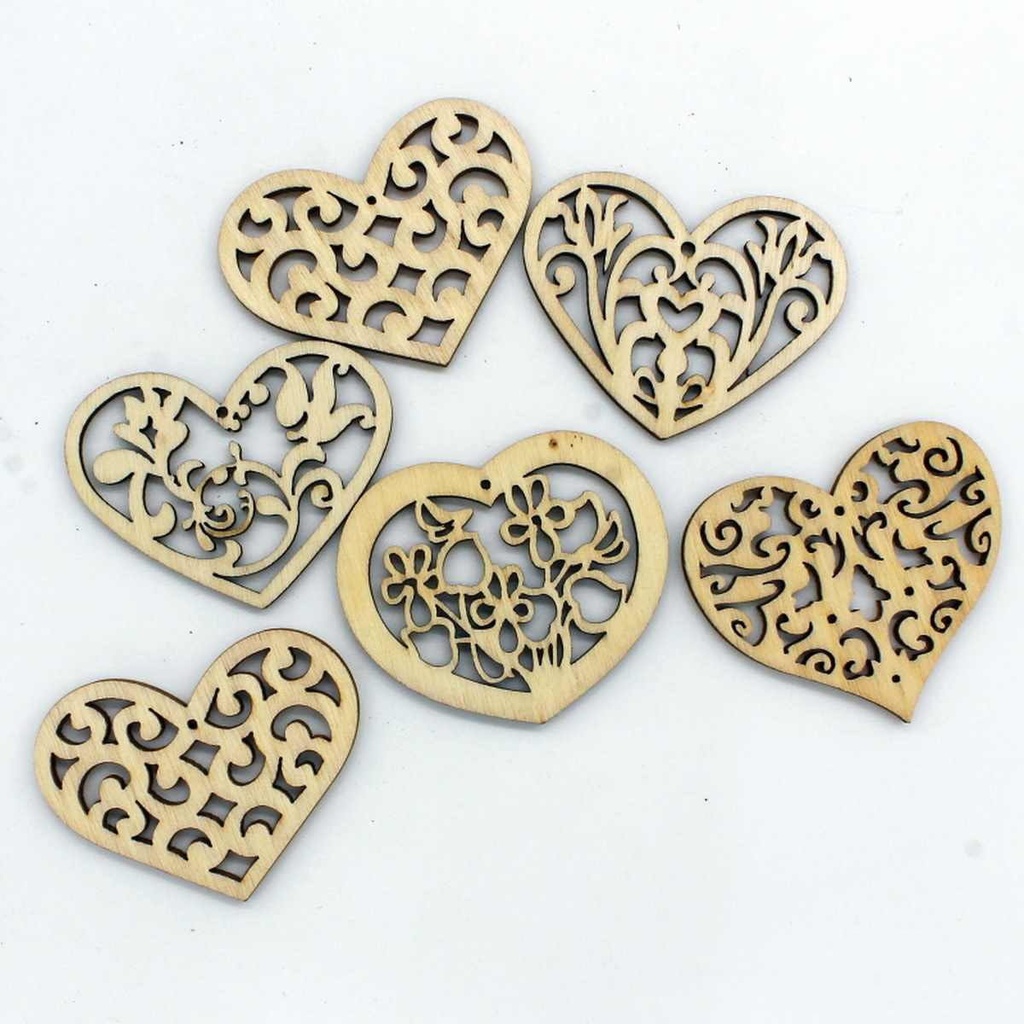 Wooden Designer Heart Cutouts