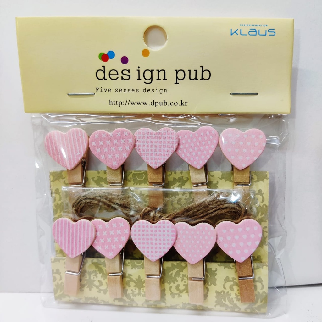 Wooden Clips 10 Pcs Set With Jute Thread