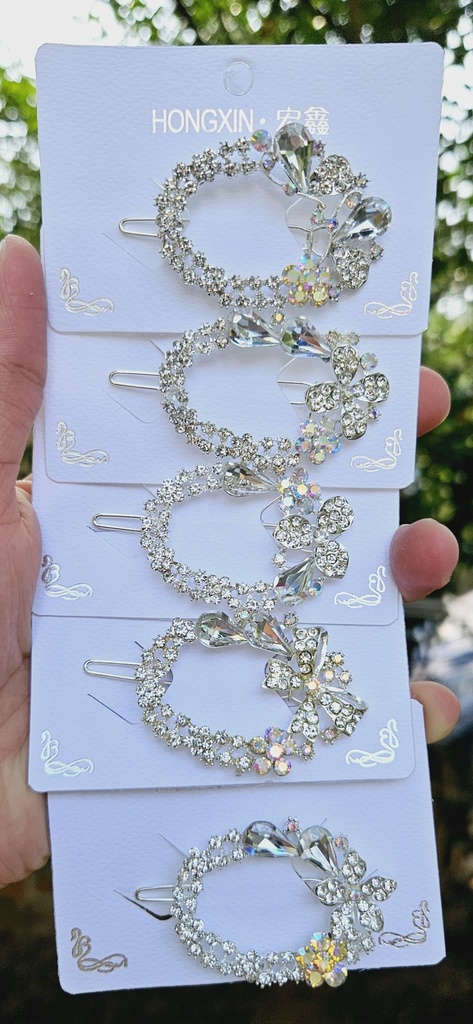 Premium Bridal Silver Hair Pins With Floral Stone Designs 