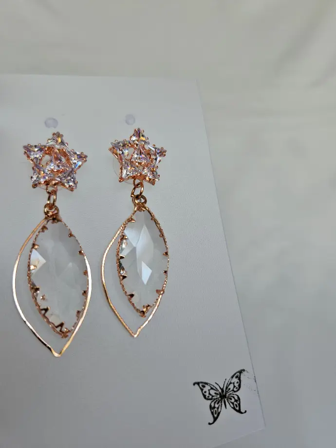 Premium Rose Gold Earring With Colored Oval Stone With Frame
