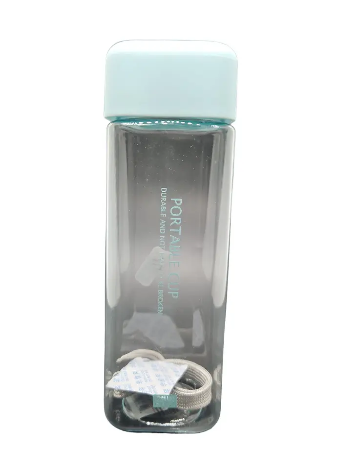 Premium Transparent Water Bottle Portable Cup With Lid Strips 600 ml