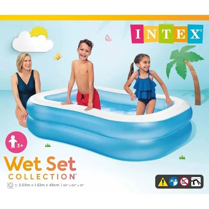 57180NP Inflatable Family Rectangular Swimming Pool Large 2.03x1.52x.48m