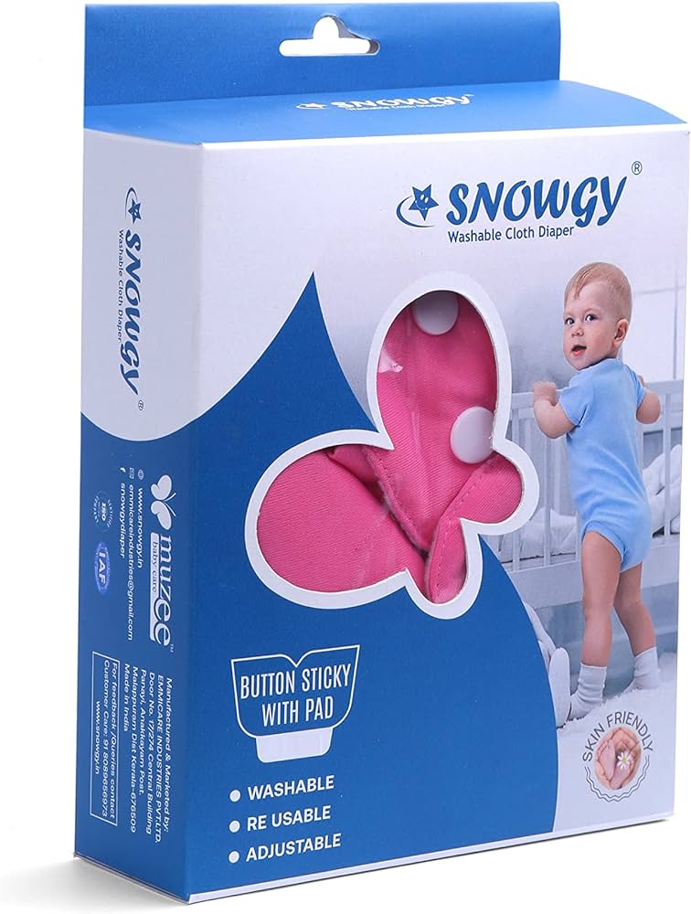 Snowgy Washable  Cloth Diaper With Button Sticky Pad