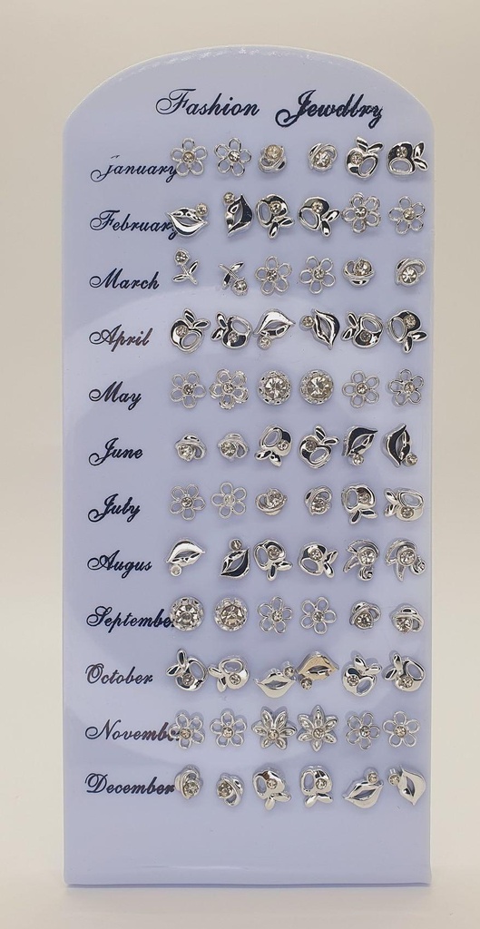  Silver Mini Shapes Stone Earrings 