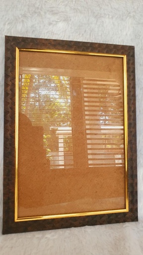 A4 Brown Texture Blank Frame With Golden Border