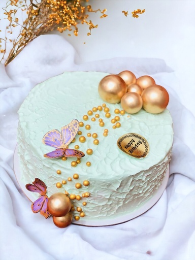 [IX002303] 1 Kg Butterfly & Beads Birthday Cake