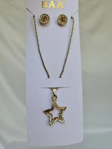 [IX2400387] Colored Star Stone Chain With Earring