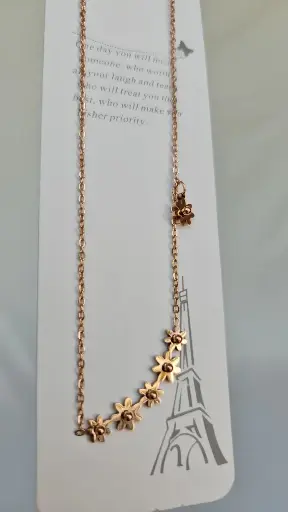 [IX2400417] Simple Rose Gold Chain With Small Metal Flowers