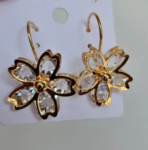 [IX2400559] Golden Flower  Earrings