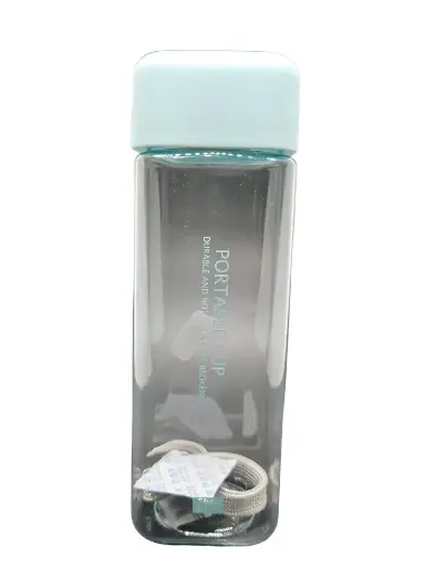 [IX2401162] Premium Transparent Water Bottle Portable Cup With Lid Strips 600 ml