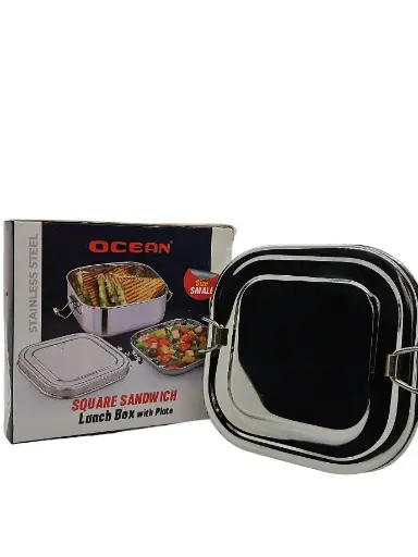 [IX2401184] Ocean Square Sandwich Lunch Box With plate Small