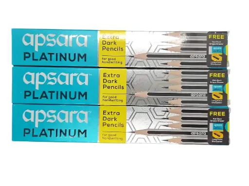 [IX2401493] Apsara Platinum 10s Extra Dark Pencil w/out Rubber Tip + Sharpener and Eraser