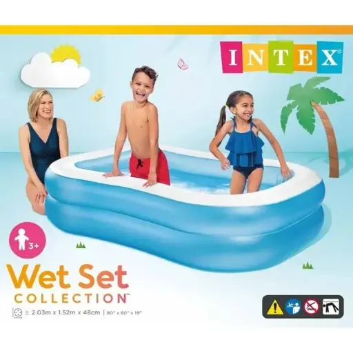 [IX2401649] 57180NP Inflatable Family Rectangular Swimming Pool Large 2.03x1.52x.48m