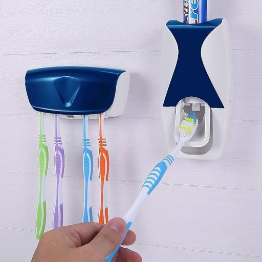 [IX000550] Automatic Tooth Paste Dispenser Device & 5 Tooth Brush Holder Tile/Mirror Mount