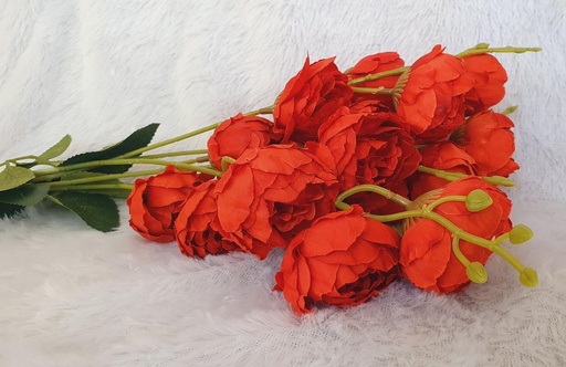 [IX000651] Artificial Realistic 20 Pcs Orange-Red Roses Layered Floral Bouquet For Decorations, Gifts & Crafts
