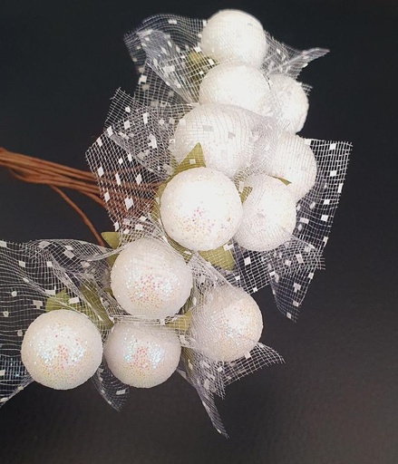Balls Bunch Flower With Dotted Net & Leaf 12 Pcs 