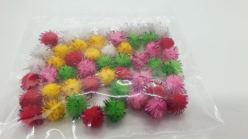 [IX001155] Pompom Ball With Glitter Mixed Colors 50 Pcs Set 