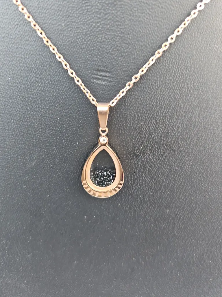 Rose Gold Imitation Drop Locket Chain With Floating Beads 
