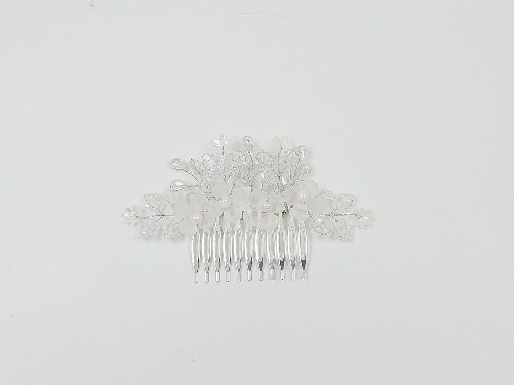 Crystal Flower Hair Broach Tiara With Metal Clip