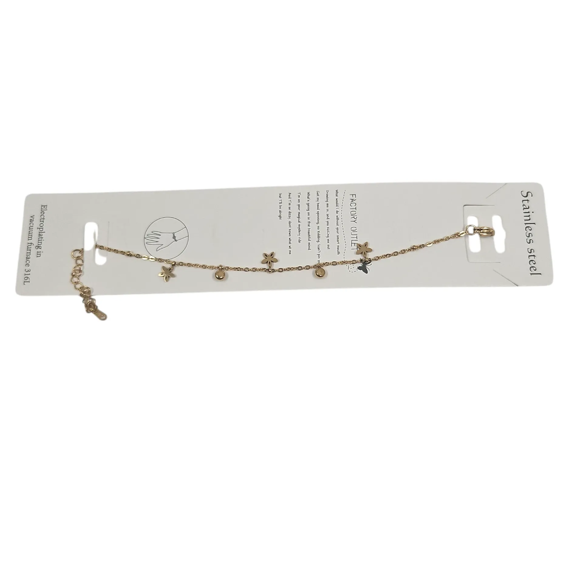 Anti Tarnish Bracelet With Hanging Flower & Stones