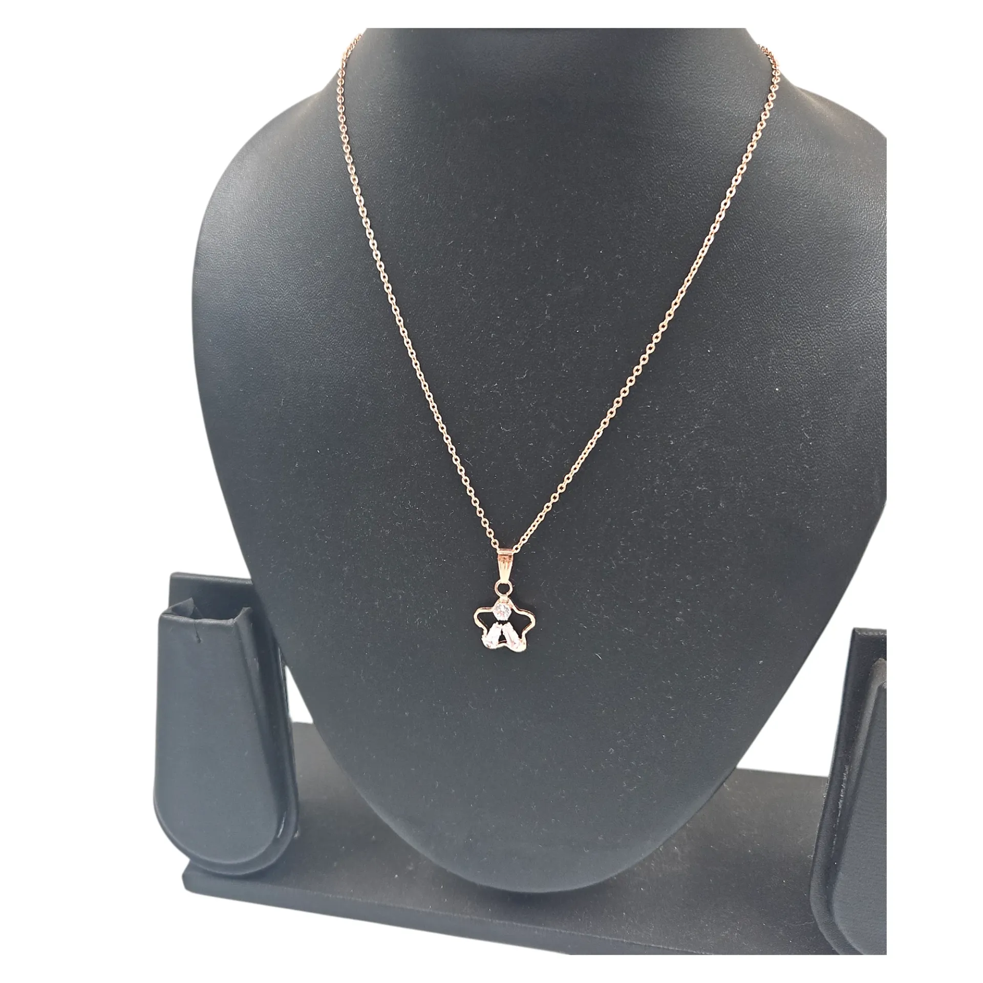 [IX2600515] Rose Gold Cubic Zirconia Stone Locket Chain