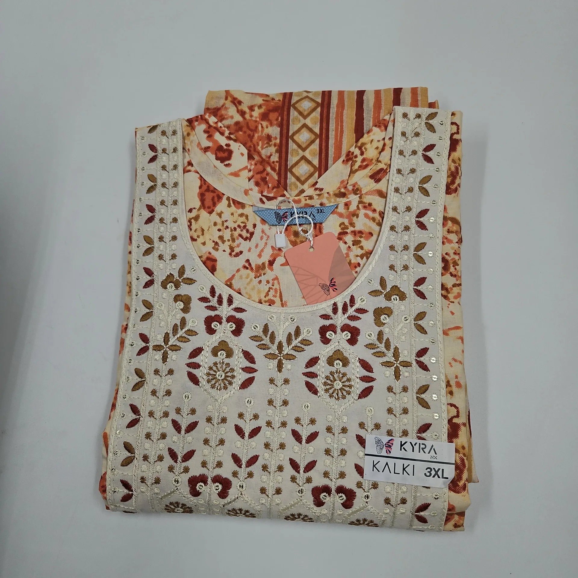 [IX2600540] 6001 N-G70 Kalki Cotton 3 Pcs Churidar Set 3XL