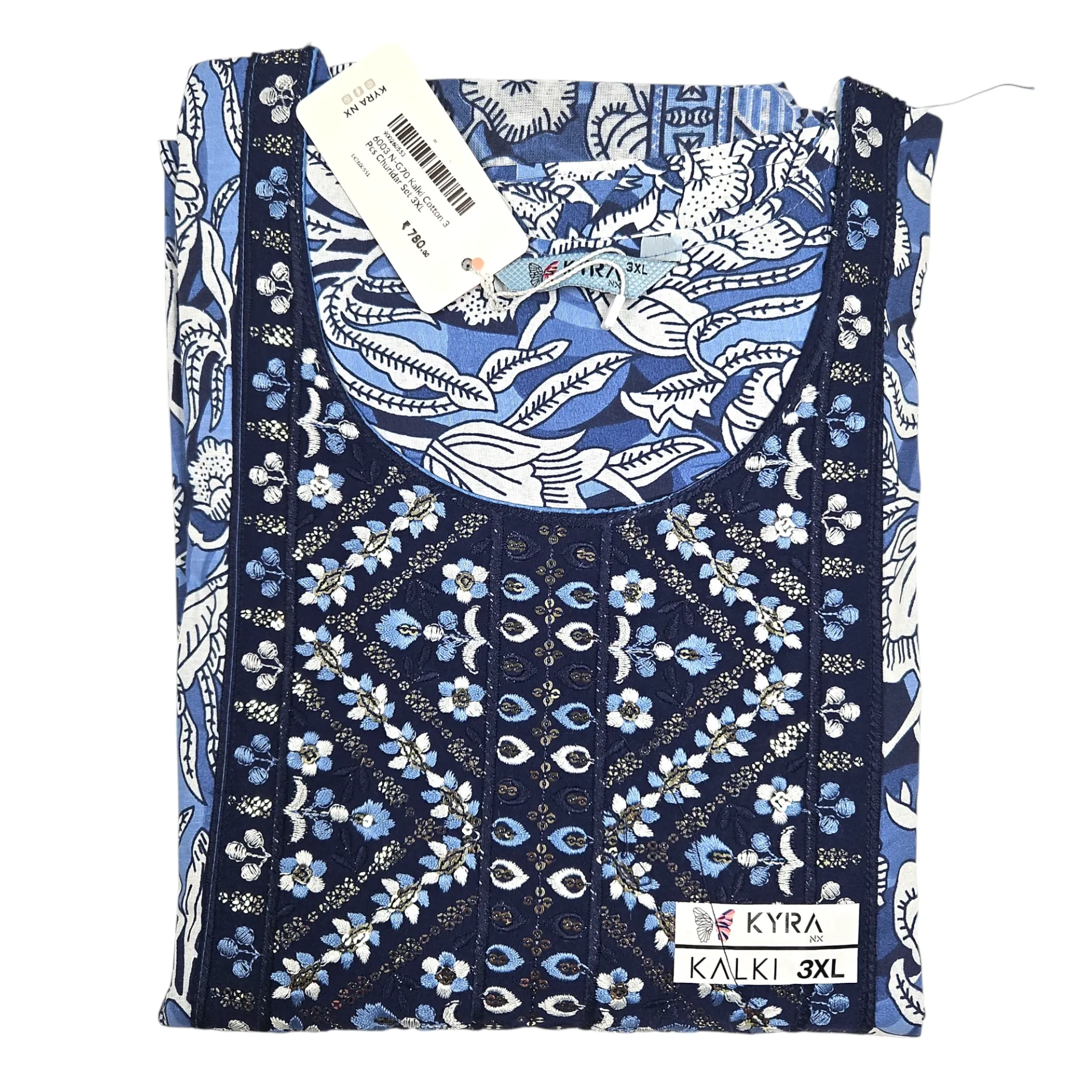 6003 N-G70 Kalki Cotton 3 Pcs Churidar Set 3XL