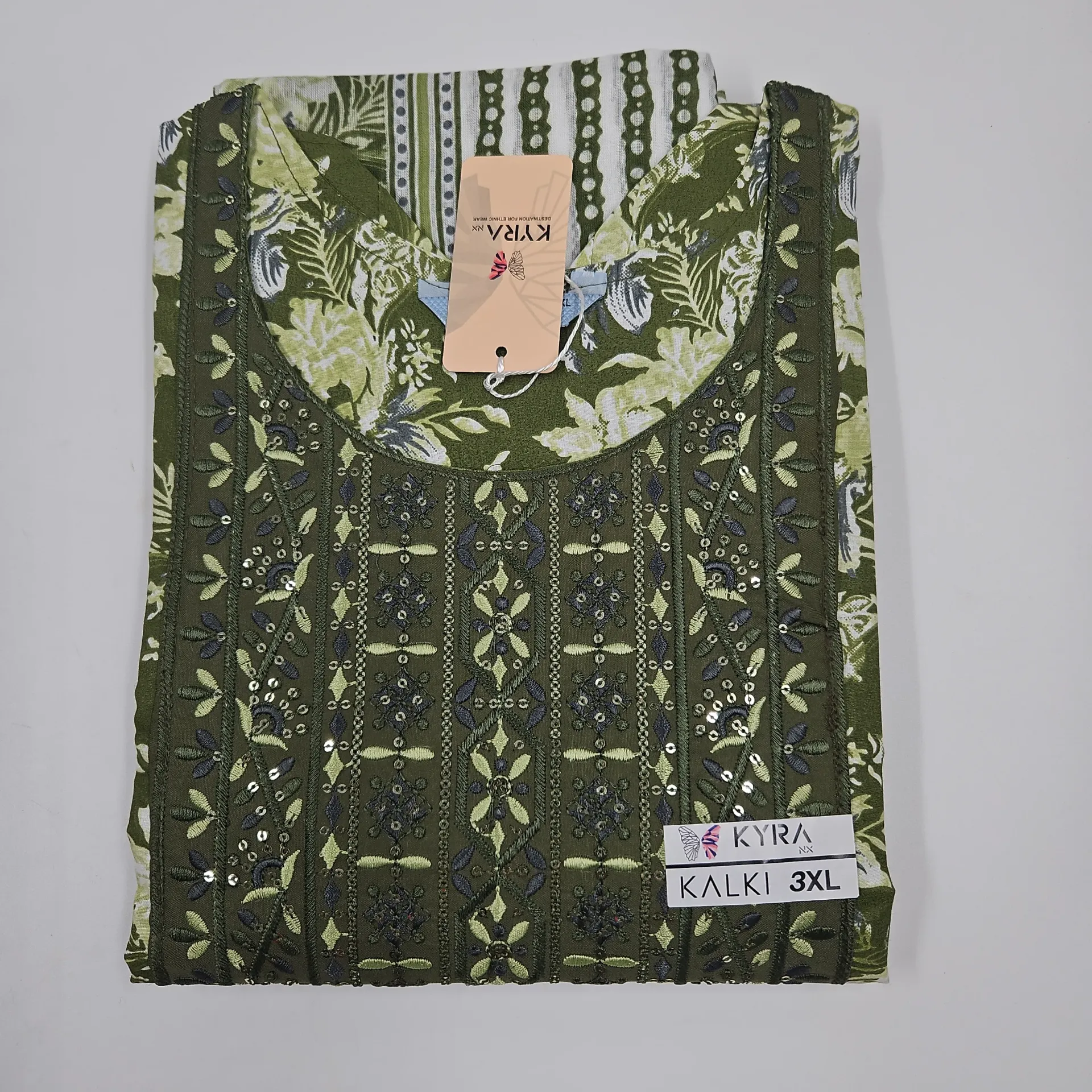 [IX2600553] 6005 N-G70 Kalki Cotton 3 Pcs Churidar Set 3XL