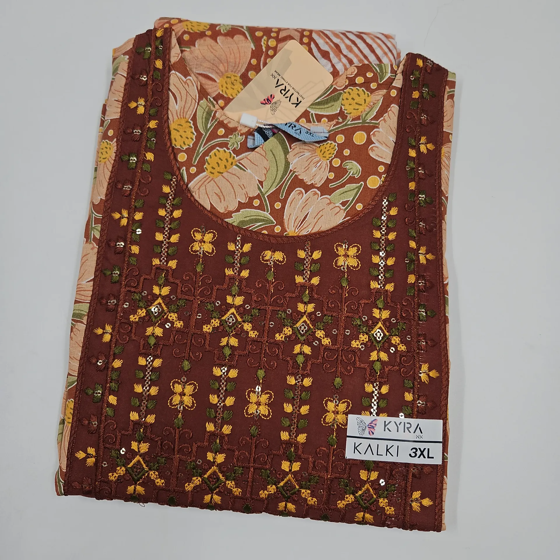 [IX2600557] 6009 N-G70 Kalki Cotton 3 Pcs Churidar Set 3XL