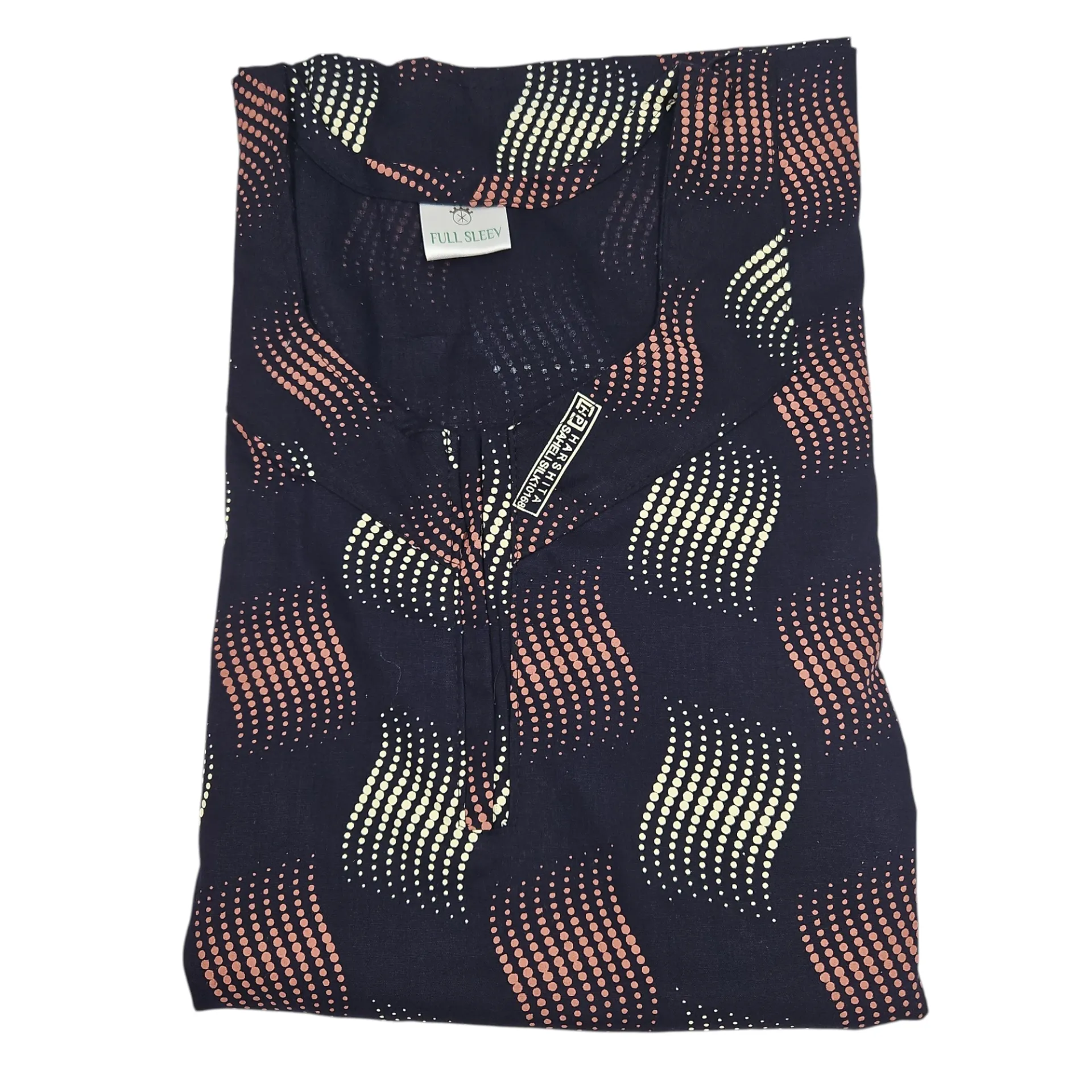 [IX2600565] N-108 Dots Printed Full Sleeve Cotton Maxi