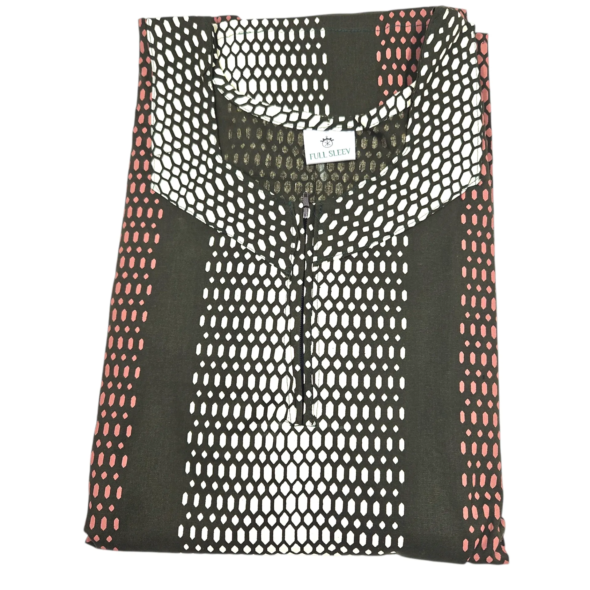 [IX2600566] N-108 Geometric Pattern Printed Full Sleeve Cotton Maxi