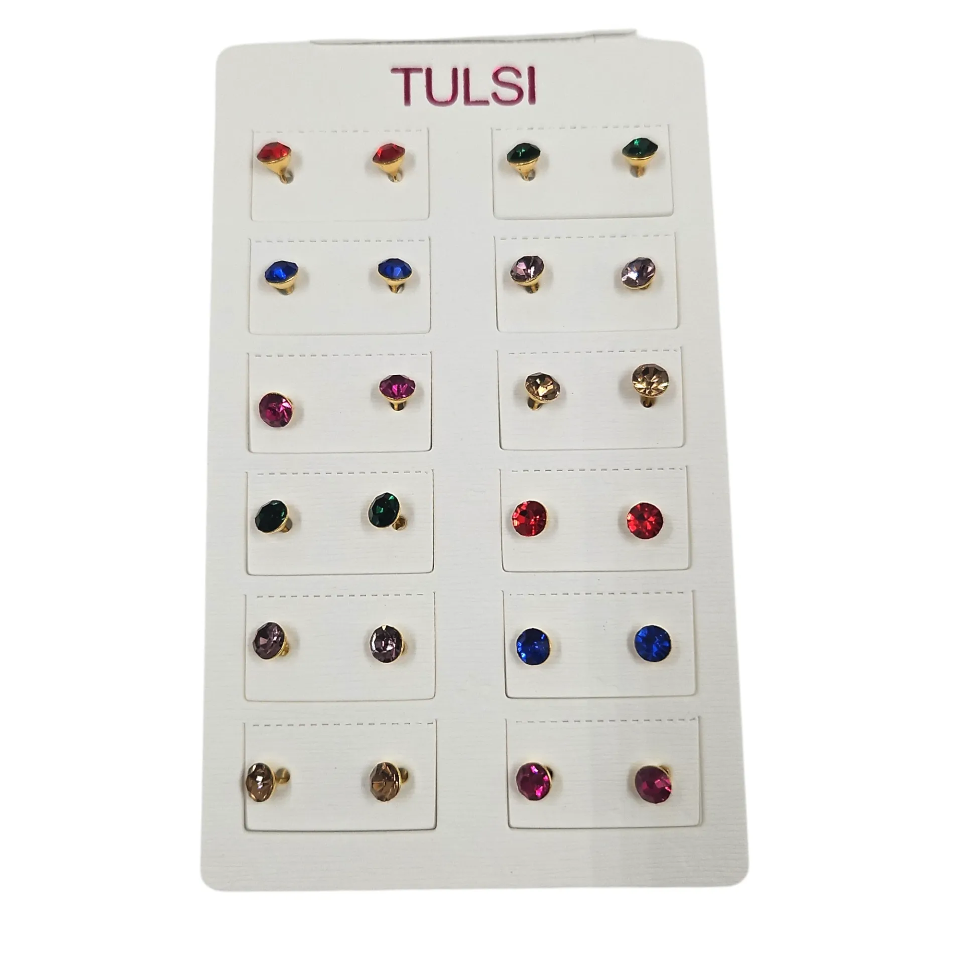 [IX2600602] Tulsi Colored Round Stones Earring Studs