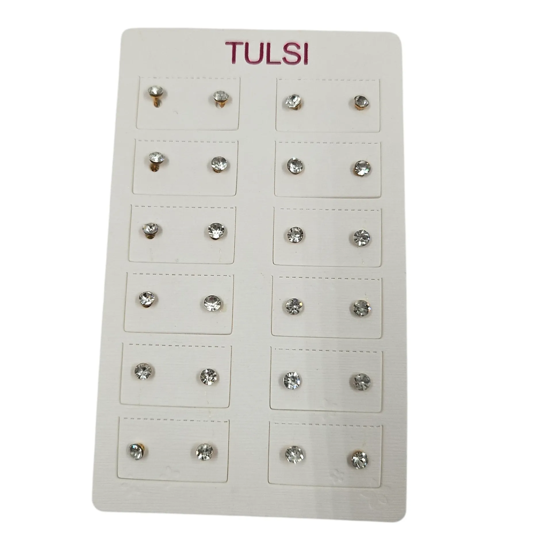 Tulsi White Round Stones Earring Studs