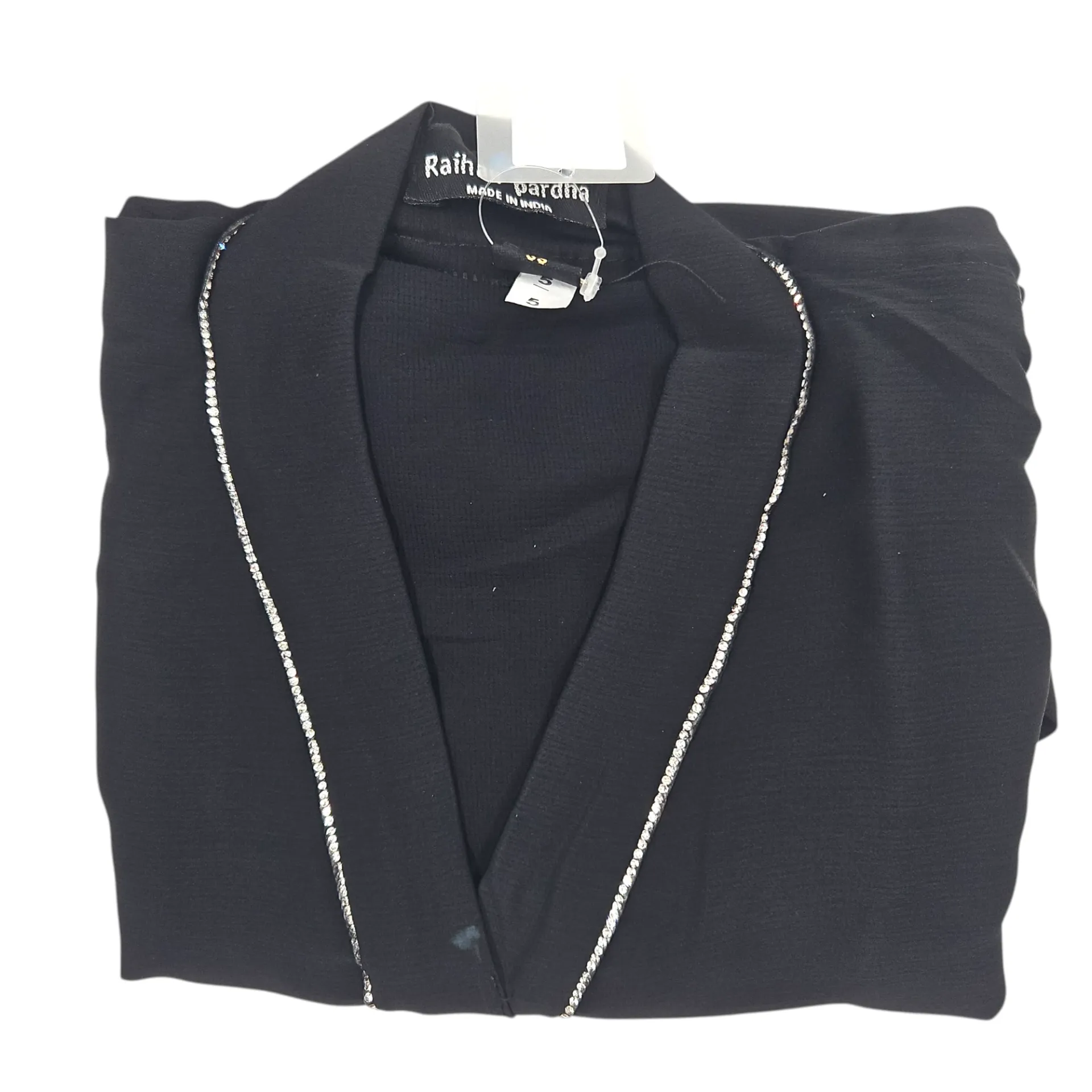 [IX2600625] N-N70 Stone Designs With Hangings Black Pardha For Kids Size 45 (Lined White Stones)
