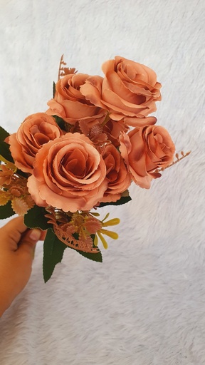 Artificial Realistic 7 Pcs Dusty Roses Floral Bouquet  For Decorations, Gifts & Crafts 
