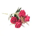 Artificial Realistic 7 Pcs Dusty Red Open Roses Floral Bouquet For Decorations, Gifts & Crafts 