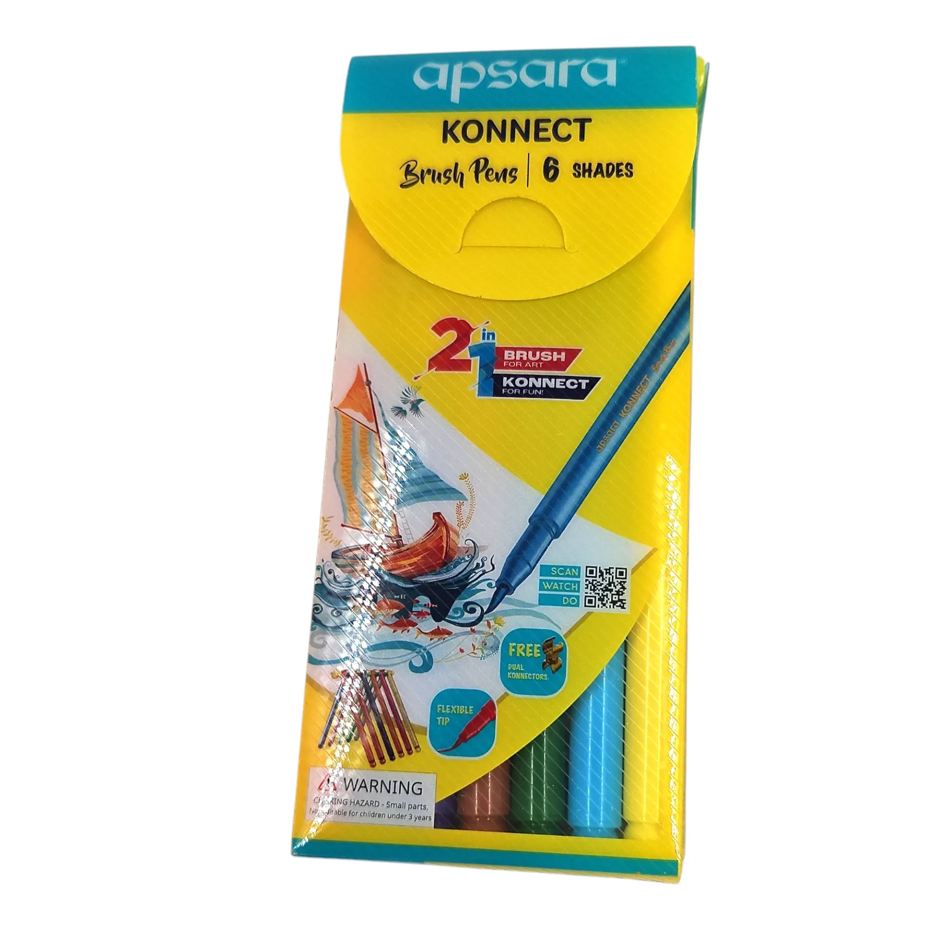 Apsara Konnect Brush Pens 6 Shades (Assorted Shades)
