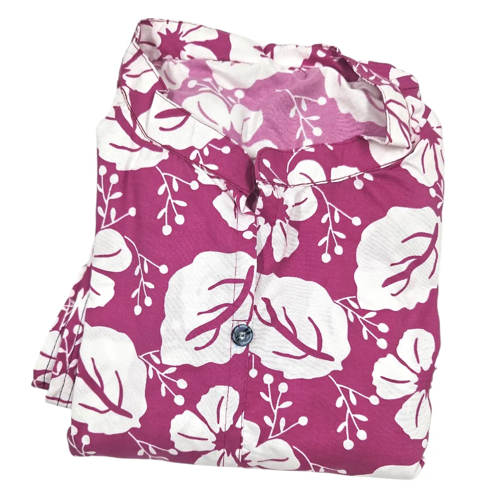 [IX2600691] White Flower & Leaf Print 2 Pcs Churidar Set XL (Pink)