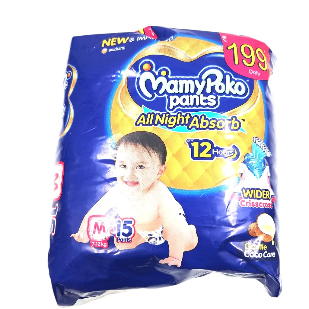 [IX2600760] Mamy Poko All Night Absorb Diaper Pants Medium Pack Of 15 MRP 187