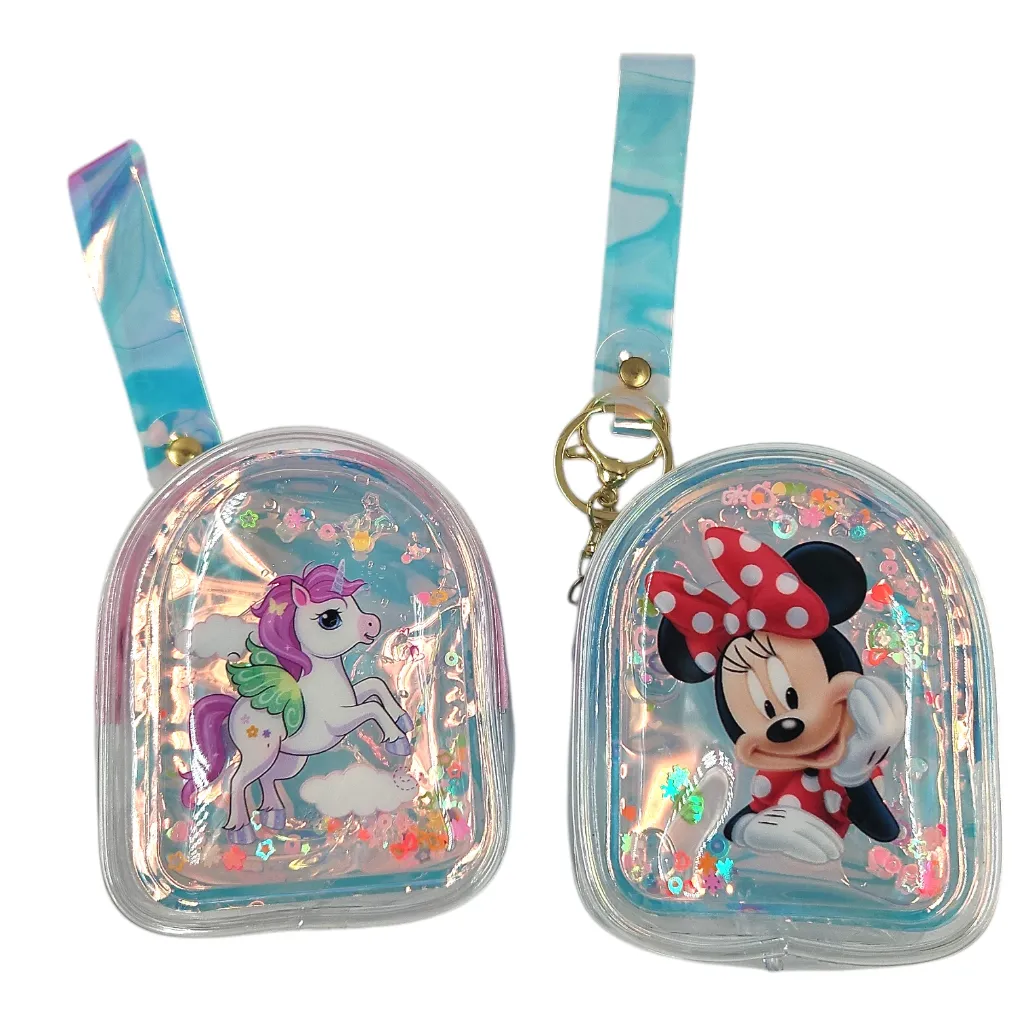 Cartoon Theme Transparent Sequences Pouch  For Girls