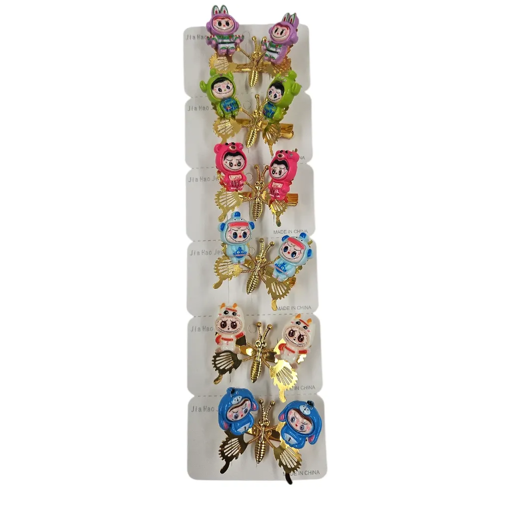 Golden Metal Butterfly With Labubu Tik Tik 1 Pcs