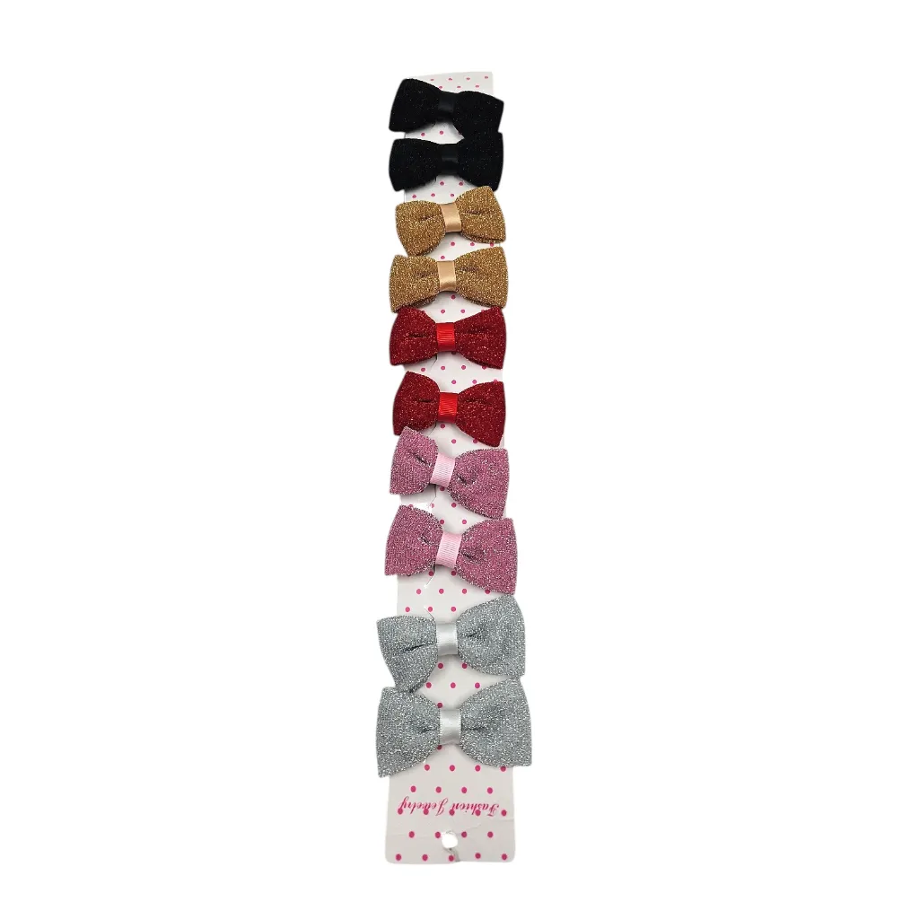 [IX2600844] Glittered Bow Hair Tik Tik Pair