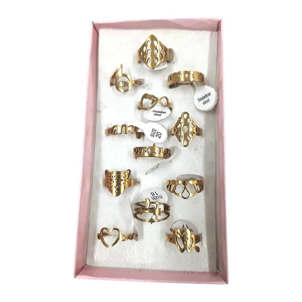 [IX2600856] Anti Tarnish Stainless Steel Golden Rings