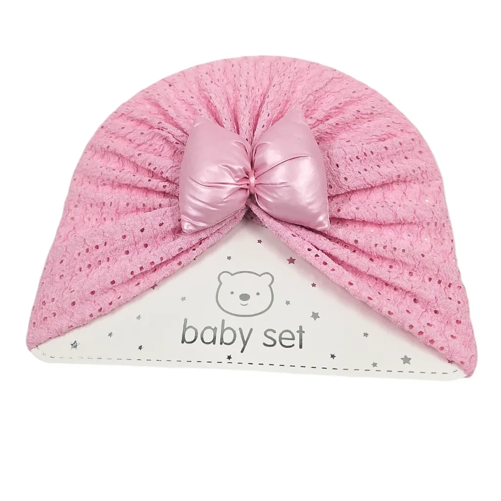 [IX2600857] Baby Set Turban Cap With Bow