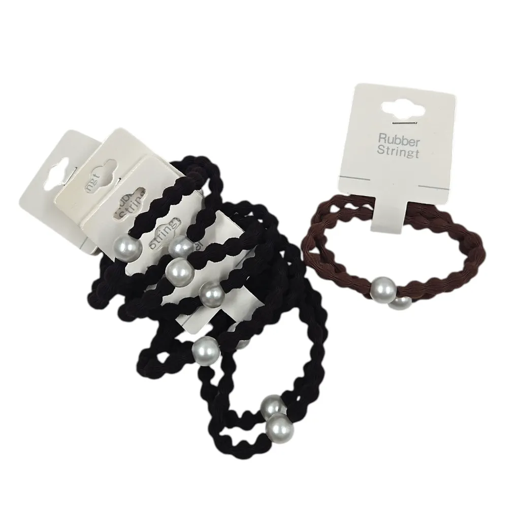 [IX2600868] Rubber Stringt Hair Bun With Bead