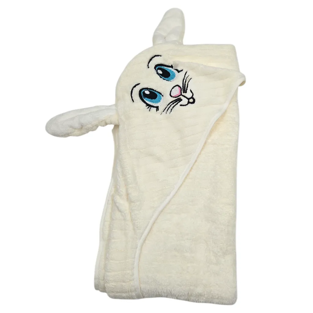 Baby Terry Hooded Rabbit Themed Turkey With Cap White