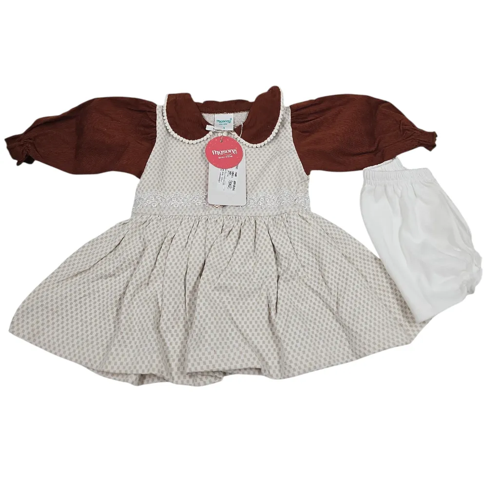 Mosons Yami Girls Collar Neck With Full Sleeve Frock Set Small