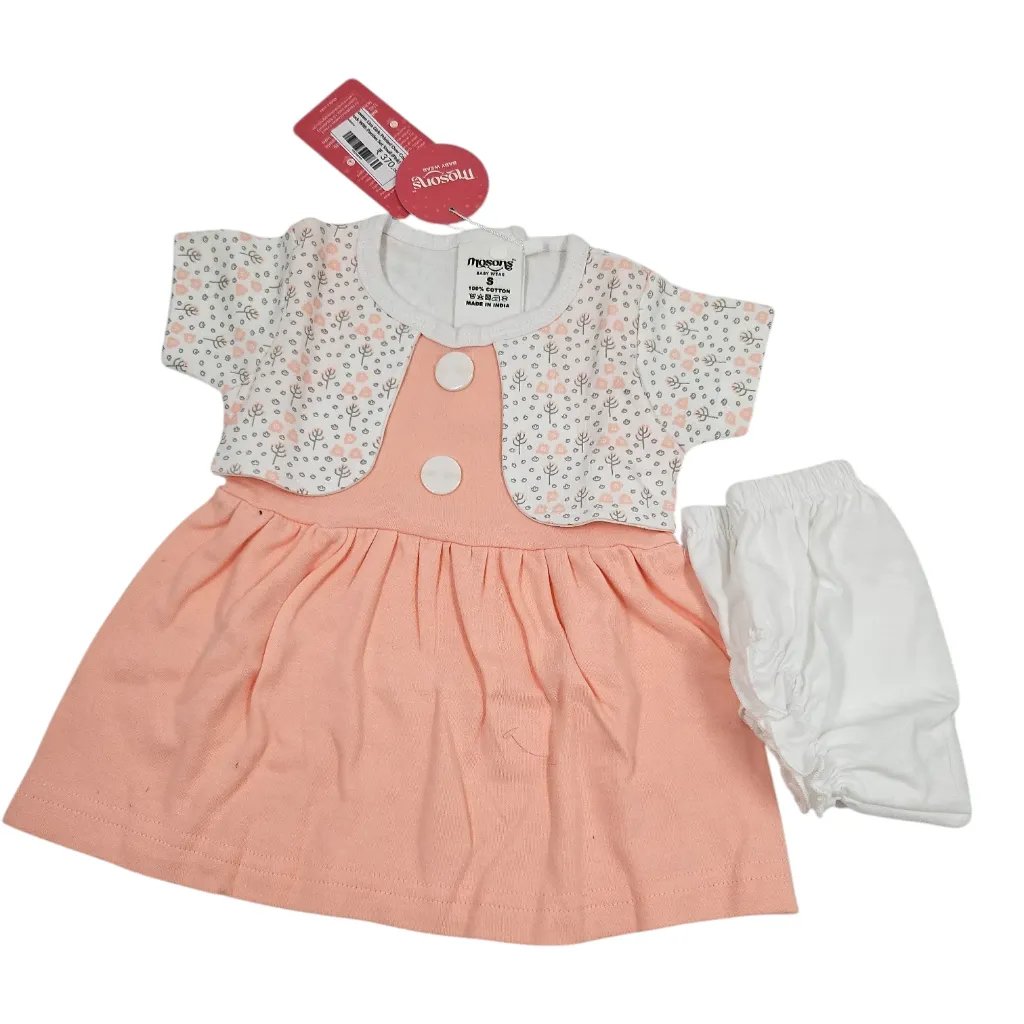 [IX2600954] Mosons Liza Girls Printed Over Coat Frock With Panties Set Small (Pink)