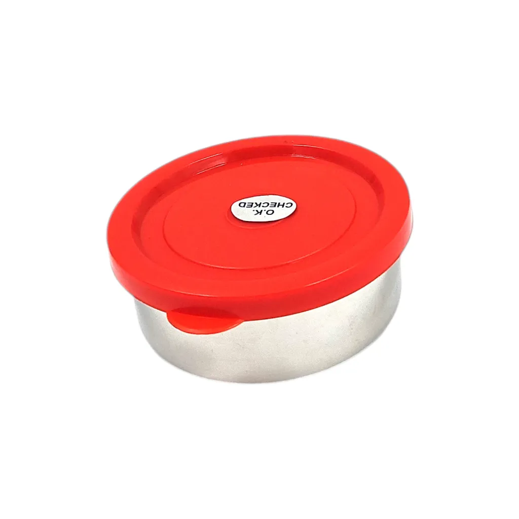 [IX2601129] 002 Dabbi Rema Stainless Steel Snack Box With Plastic Lid (Red)