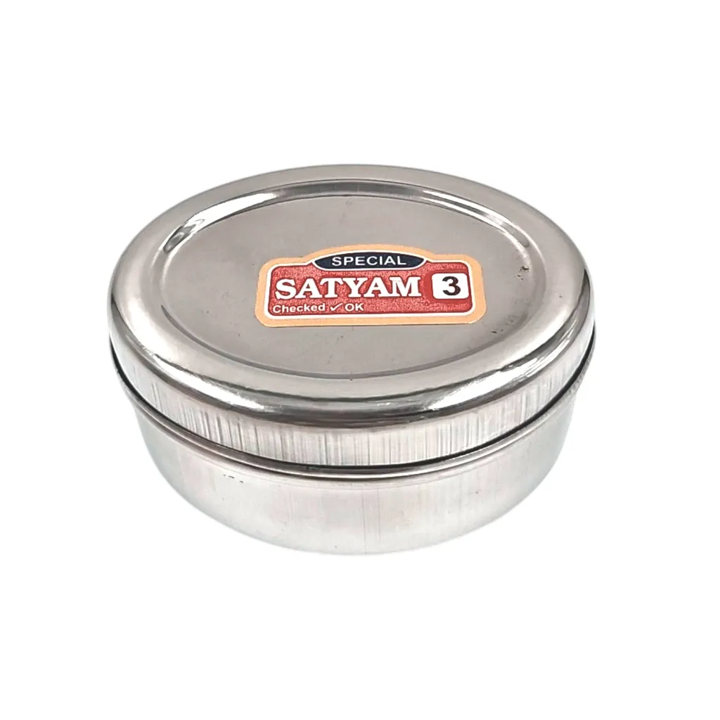 Satyam 3 Oval Press Dabbi Stainless Steel Snack Box